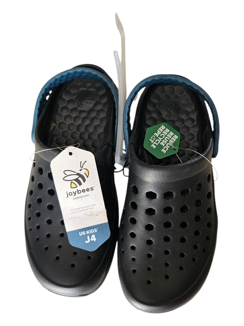 Joybees Kids Black Sandals with Blue Heel Strap